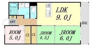 アスティオン江坂【4階】の間取り