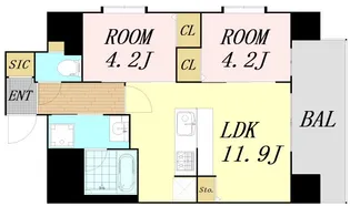 スプランディッド玉造【8階】の間取り