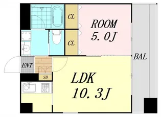 ドゥーエ谷町【14階】の間取り