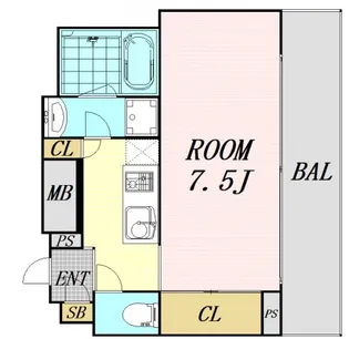 レジュールアッシュ梅田WEST【6階】の間取り