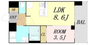 プレサンス天王寺ヴィヴァン【10階】の間取り