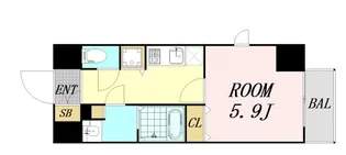 ルクレ難波【10階】の間取り