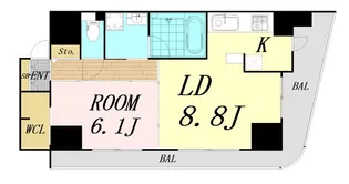 カスタリアタワー肥後橋【11階】の間取り