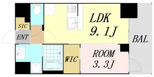 S-RESIDENCE松屋町asence【7階】の間取り
