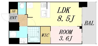 プレサンス九条グランデリーヴ【15階】の間取り