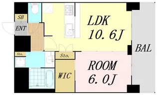 プレサンス九条グランデリーヴ【14階】の間取り