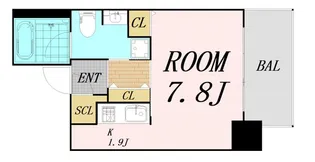 クロスレジデンス大阪新町【8階】の間取り