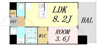 エステムコート難波WEST-SIDEⅧエクシーナ【8階】の間取り