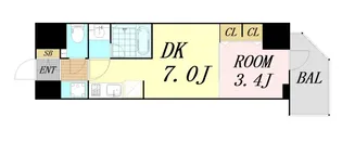 コンフォリア・リヴ天王寺寺田町ソルテラス【9階】の間取り