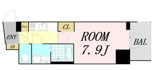 コンフォリア・リヴ天王寺寺田町ソルテラス【8階】の間取り