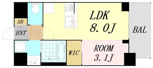 エスリードレジデンス ザ・グラン大阪福島クラス【7階】の間取り