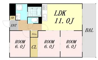シャトー南船場【3階】の間取り
