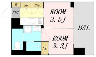 ジオエント梅田北リバーフロント【8階】の間取り