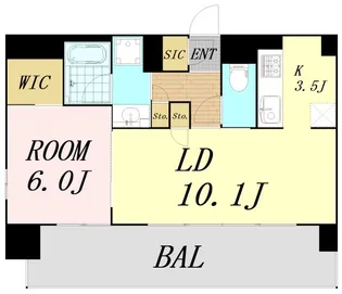 ジオエント梅田北リバーフロント【14階】の間取り