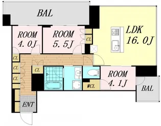 RJR堺筋本町タワー【11階】の間取り