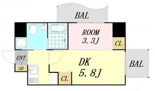 セレニテ上町台【2階】の間取り