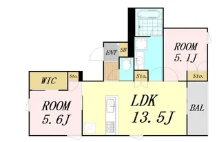 内代レジデンスサウス【2階】の間取り