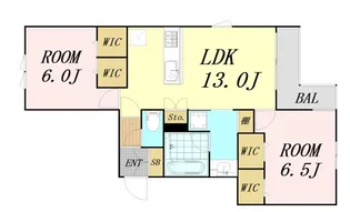 内代レジデンスサウス【2階】の間取り