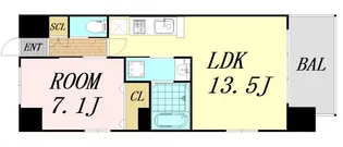 グランカーサ難波元町【14階】の間取り