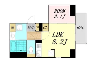 シーズンフラッツ靭本町【5階】の間取り