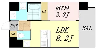 S-RESIDENCE難波西alter【6階】の間取り