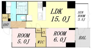 S-RESIDENCE谷町六丁目alo【14階】の間取り