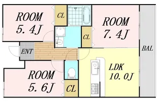 レヴェあけぼの荘【7階】の間取り