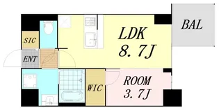 S-RESIDENCE阿波座chiaro【4階】の間取り