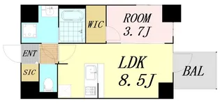 S-RESIDENCE阿波座chiaro【10階】の間取り