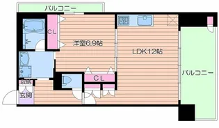 ディアステージ夕陽丘ソシエール【11階】の間取り