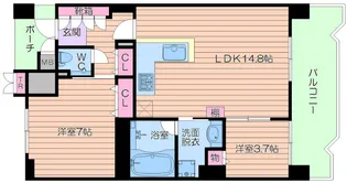 ロイヤルパークス桃坂【13階】の間取り