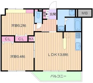 サンテ・文の里ハイム【1階】の間取り