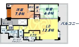 ルイシャトレ夕陽丘【8階】の間取り