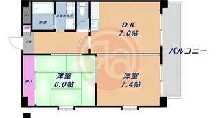 コスミックライフ長居【2階】の間取り