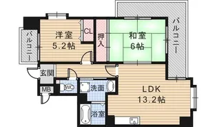 シエル・ピュール田辺【5階】の間取り