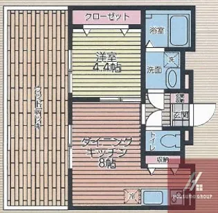 オーベルジェデ田辺【1階】の間取り