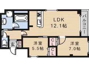 レジデンスJUKO【2階】の間取り