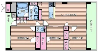 ロイヤルパークス桃坂【9階】の間取り