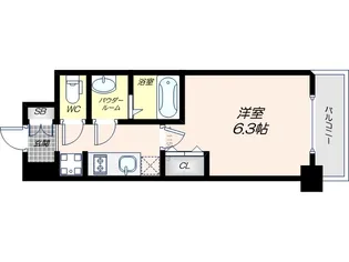 プレサンス上町台夕陽丘【5階】の間取り