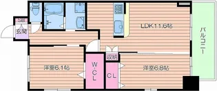 サラベルナール夕陽丘【2階】の間取り