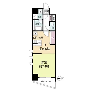 セレッソコート上本町EAST【6階】の間取り