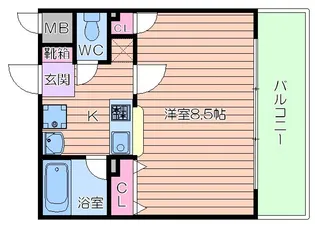 クレイドル四天王寺【6階】の間取り