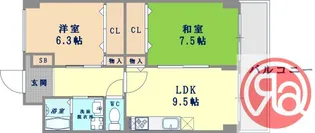 ハイツ天王寺1号館【1階】の間取り