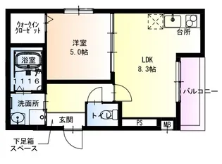 フジパレス長居西Ⅲ番館【3階】の間取り