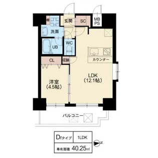 スプランディッド阿倍野【12階】の間取り