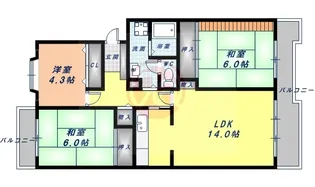 バリウス長居東【1階】の間取り