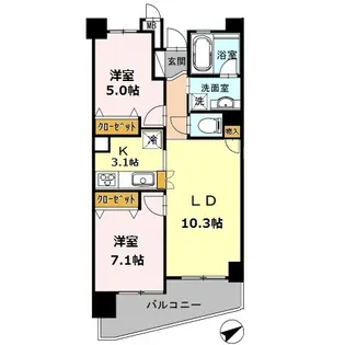 カスタリア阿倍野【4階】の間取り