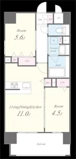 グランデカワノなにわ離宮【5階】の間取り