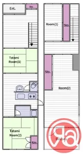 大阪府大阪市阿倍野区阪南町3丁目【テラスハウス】の間取り