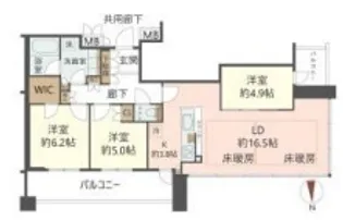 ジオタワー南堀江【3201号室】の間取り